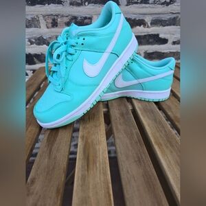 Nike Dunk Low Aqua and White Sneakers